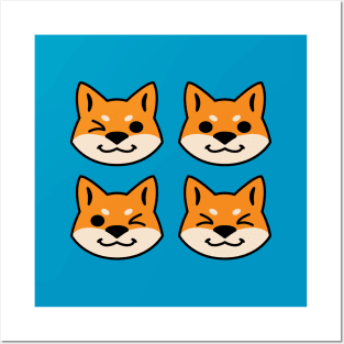 4 Shibas (Red) Posters and Art